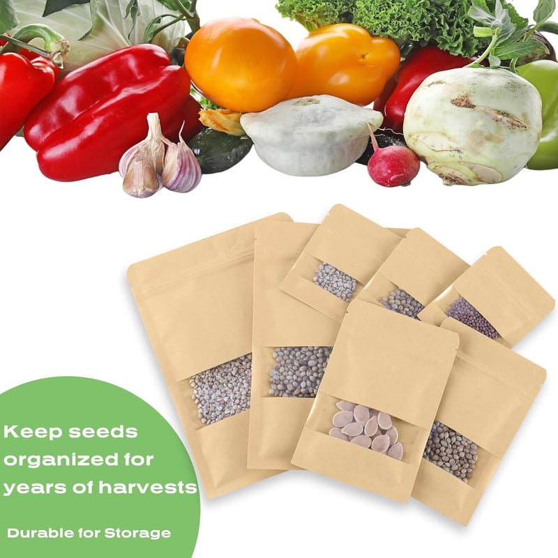 hasumcol 180 Pack Small Seed Envelopes Resealable with Clear Window – 2.8 x 3.5", Gardening Seeds Packet Storage Bags for Seeds Saving, DIY gifts, Jewelry, Snack, Tea Samples - Image 5